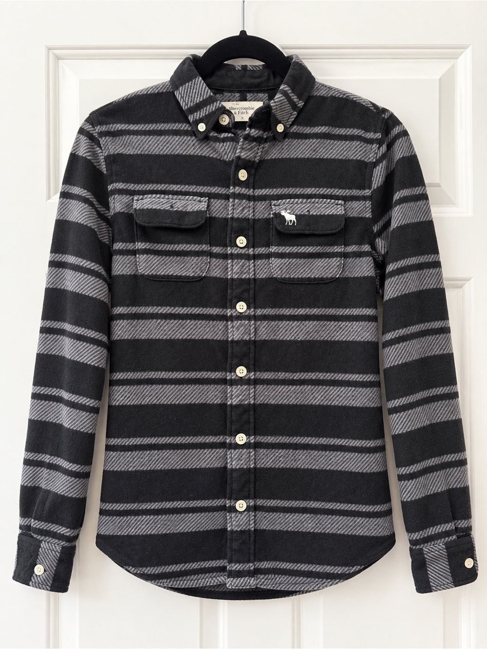 Abercrombie Kids Plaid Flannel | Black Gray Button Down | Size 11/12